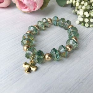 Beautiful blue and green glass beaded bracelet